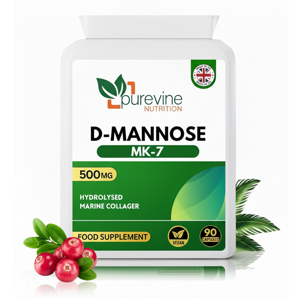 Purevine D-Mannose 500mg Capsules – Urinary Tract Support | 90 Vegan Capsules