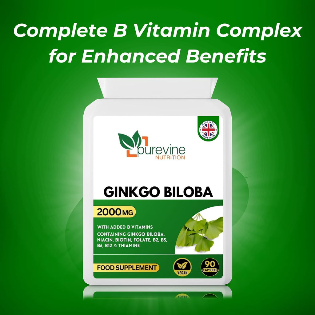 Ginkgo Biloba 2000mg Capsules for Brain & Memory | Purevine