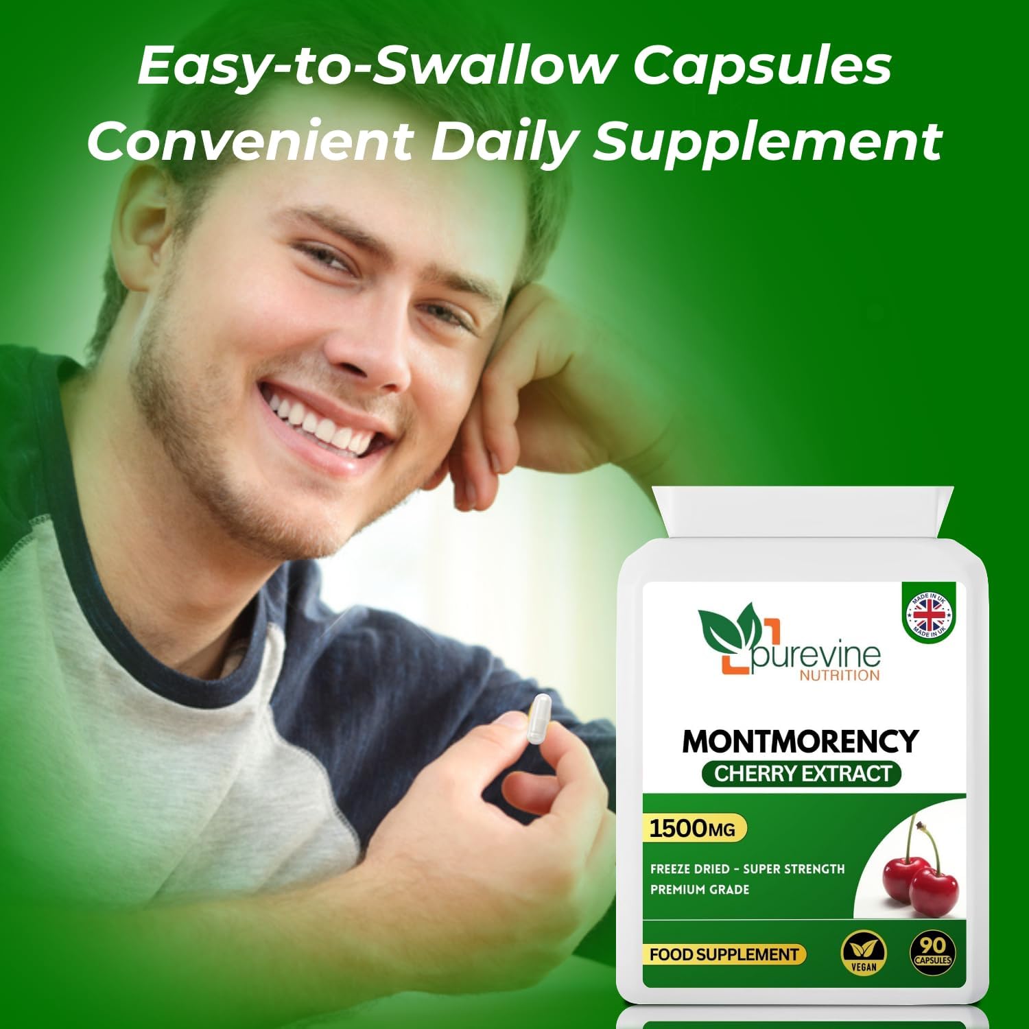 Montmorency Cherry 1500mg Capsules | Joint & Sleep Support – Purevine