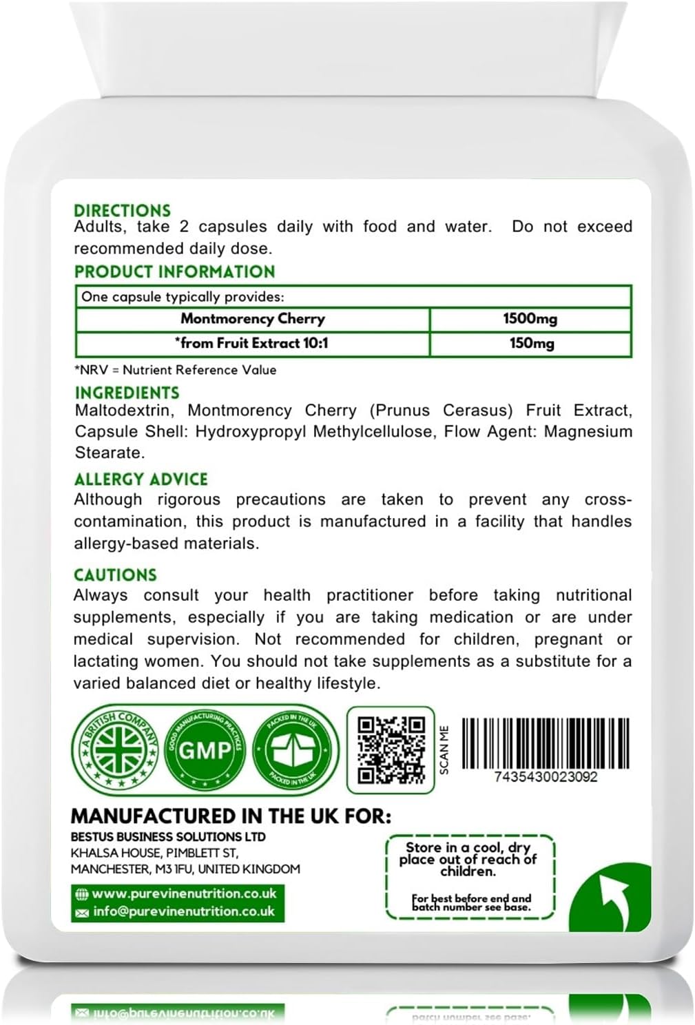 Montmorency Cherry 1500mg Capsules | Joint & Sleep Support – Purevine
