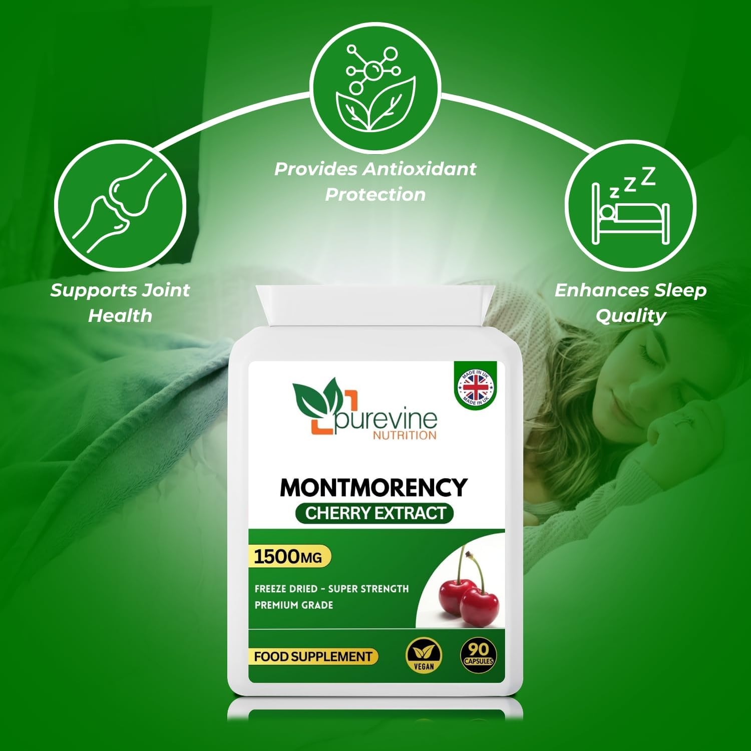 Montmorency Cherry 1500mg Capsules | Joint & Sleep Support – Purevine