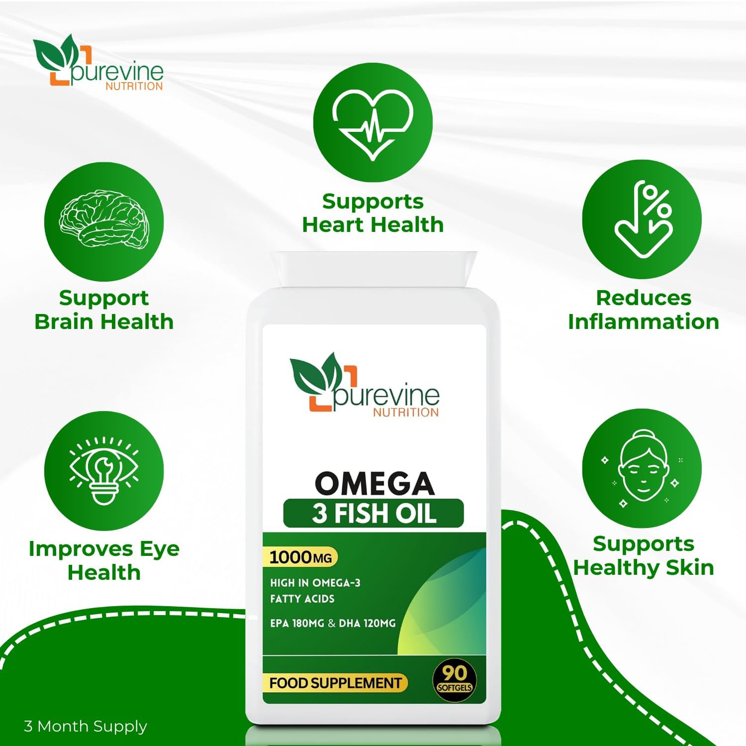 Omega 3 Fish Oil 1000mg Capsules | Purevine Nutrition