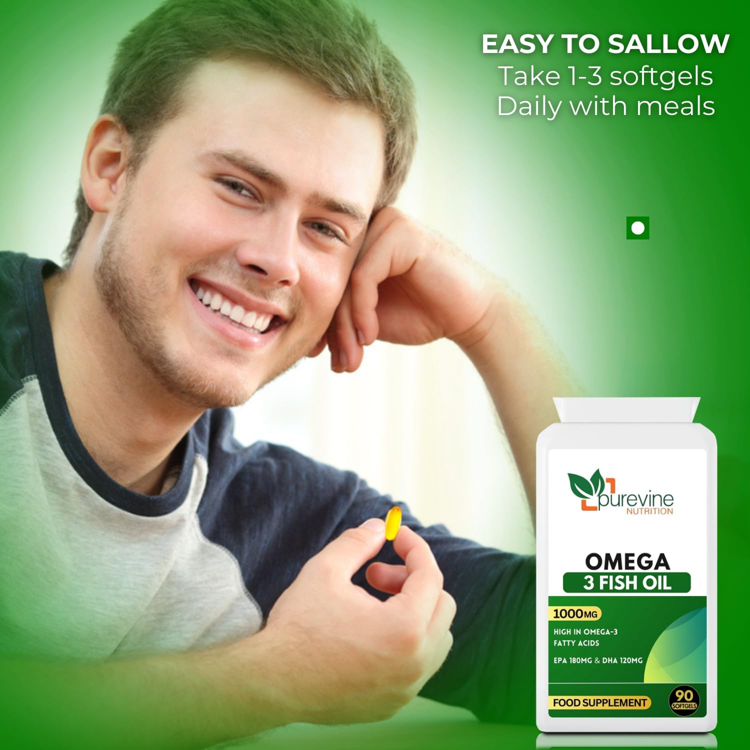 Omega 3 Fish Oil 1000mg Capsules | Purevine Nutrition