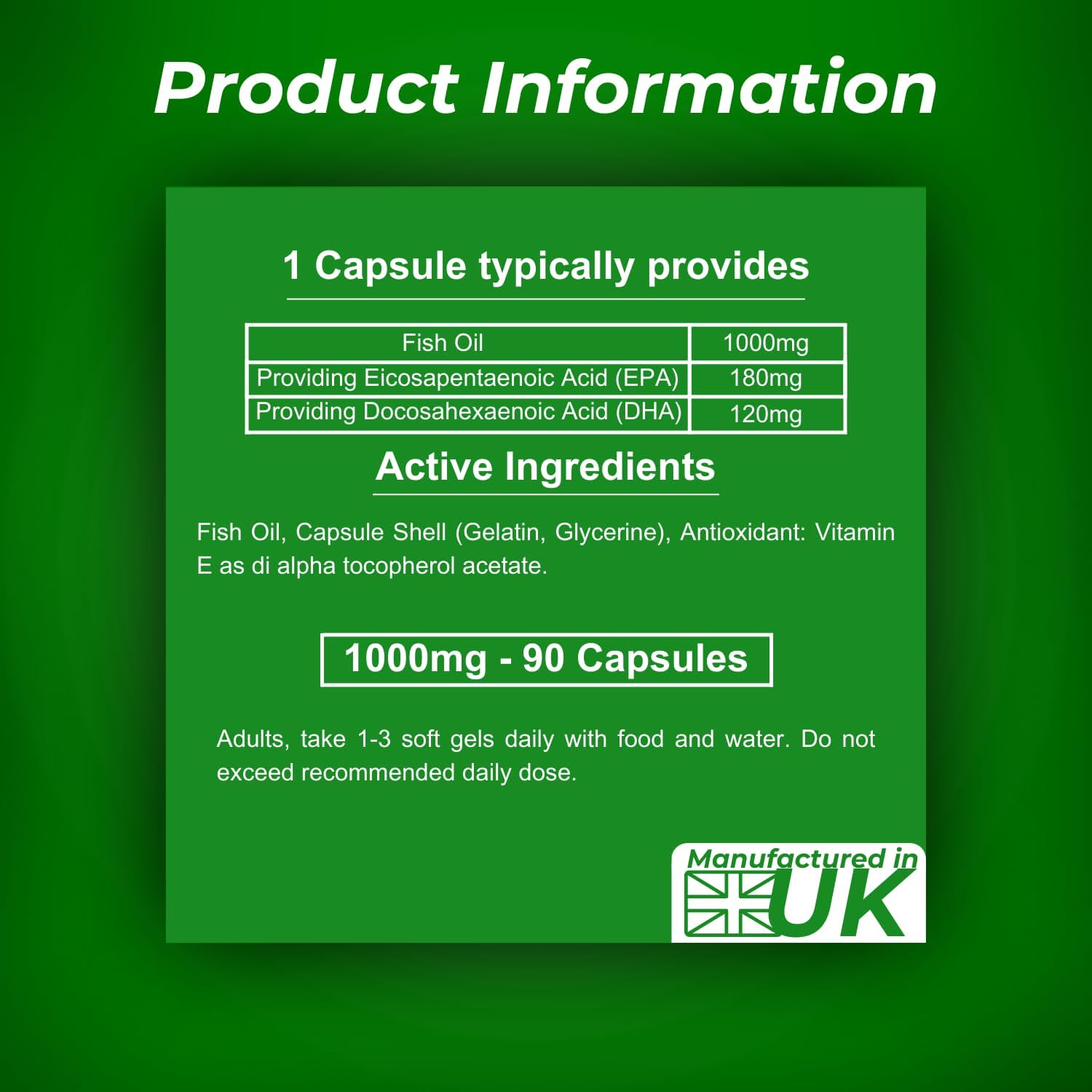 Omega 3 Fish Oil 1000mg Capsules | Purevine Nutrition