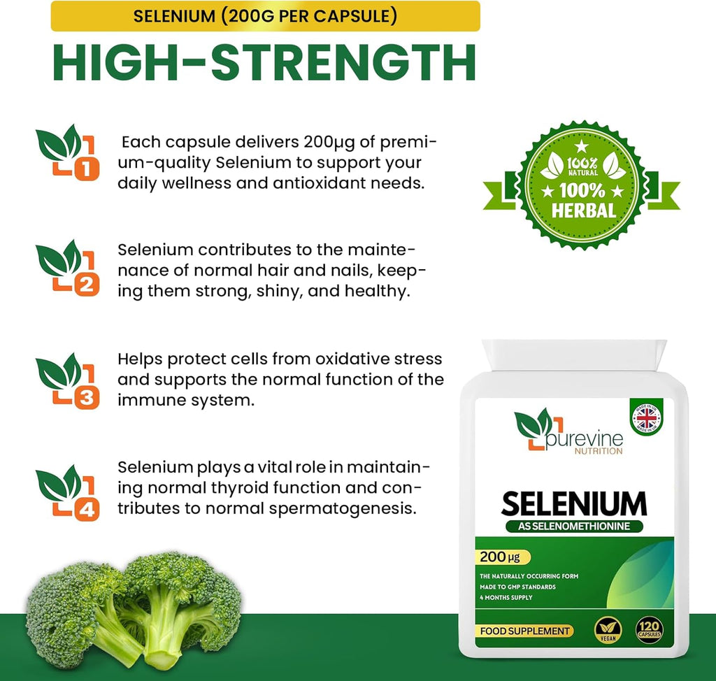 Selenium 200µg Capsules | Immune & Thyroid Support – Purevine