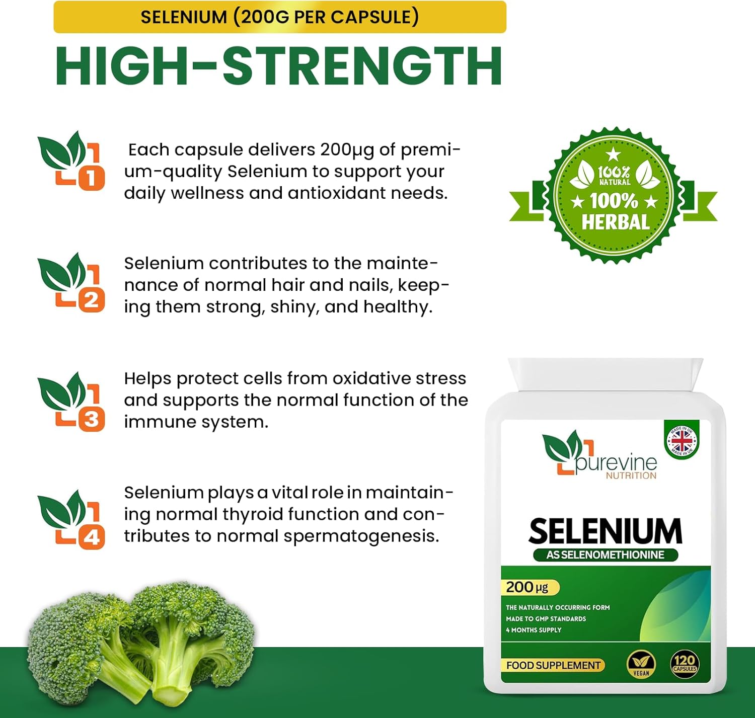 Selenium 200µg Capsules | Immune & Thyroid Support – Purevine