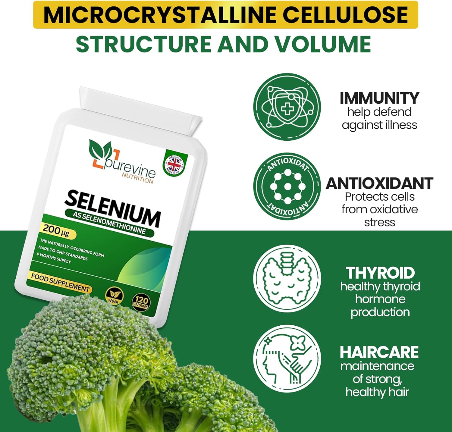 Selenium 200µg Capsules | Immune & Thyroid Support – Purevine