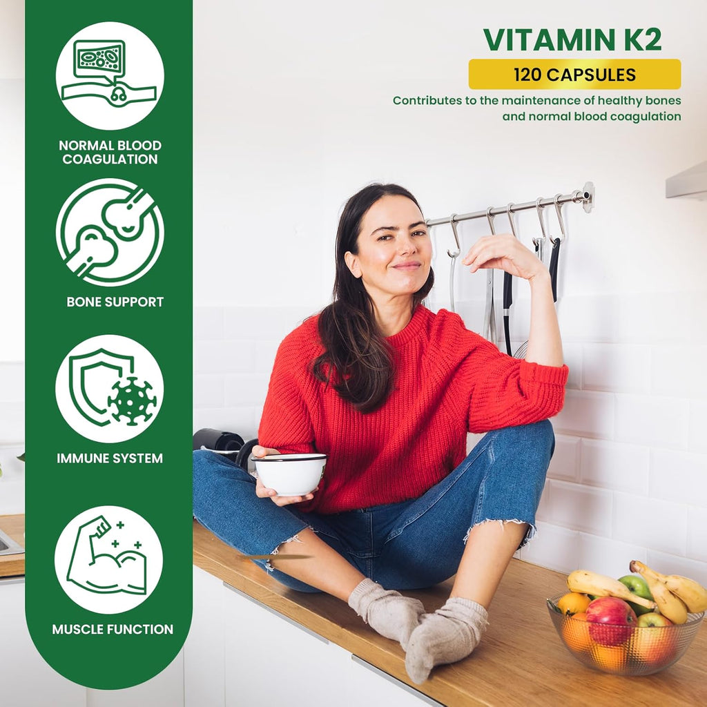 PUREVINE Vitamin K2 MK-7 100mcg – Bone & Heart Support, 120 Vegan Capsules